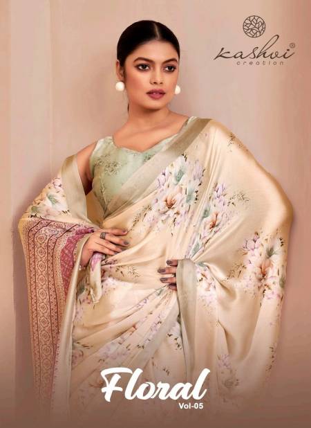 Floral Vol 5 By Kashvi Georgette Satin Georgette Printed Sarees Wholesale Shop In Surat